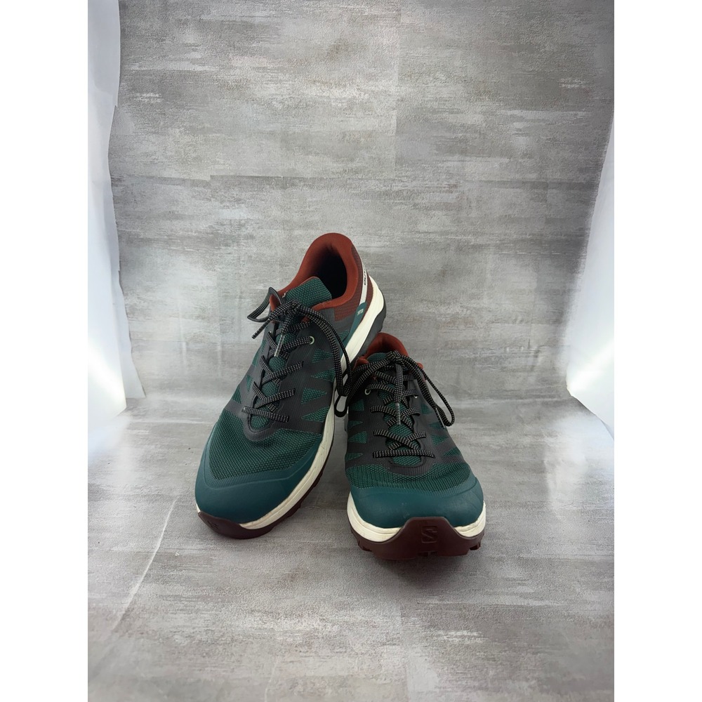 Salomon Outrise Men Hiking Shoes Green Burgundy Low Top Trail Sneakers Sz 10.5